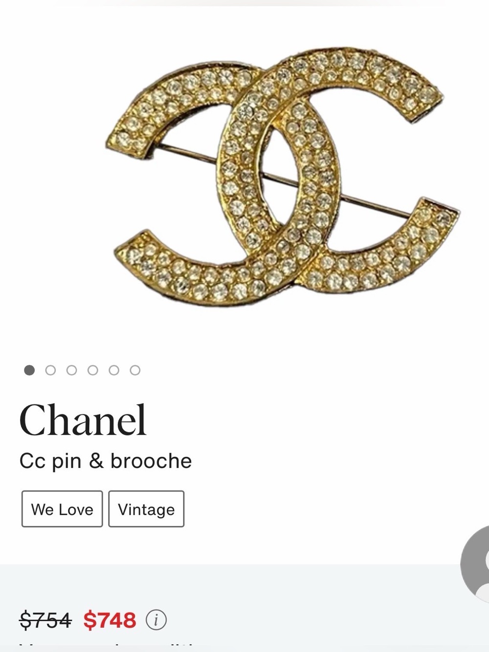 Authentic CHANEL CC gold plated Brooch with free Faux Pearl Hair Pins and COA💛 - Picture 10 of 12